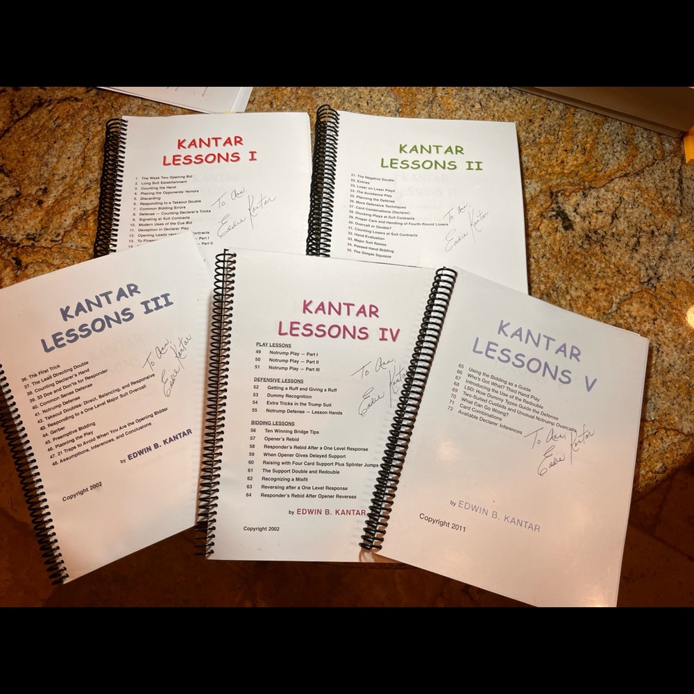 Eddie Kantar BRIDGE 5 book instructional series. Autographed. Never used.